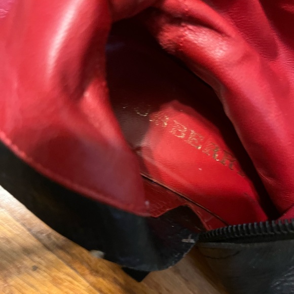 BURBERRY Vintage Black Leather & Classic Plaid Fabric Back Zip Up Boots 35.5 - Picture 7 of 7